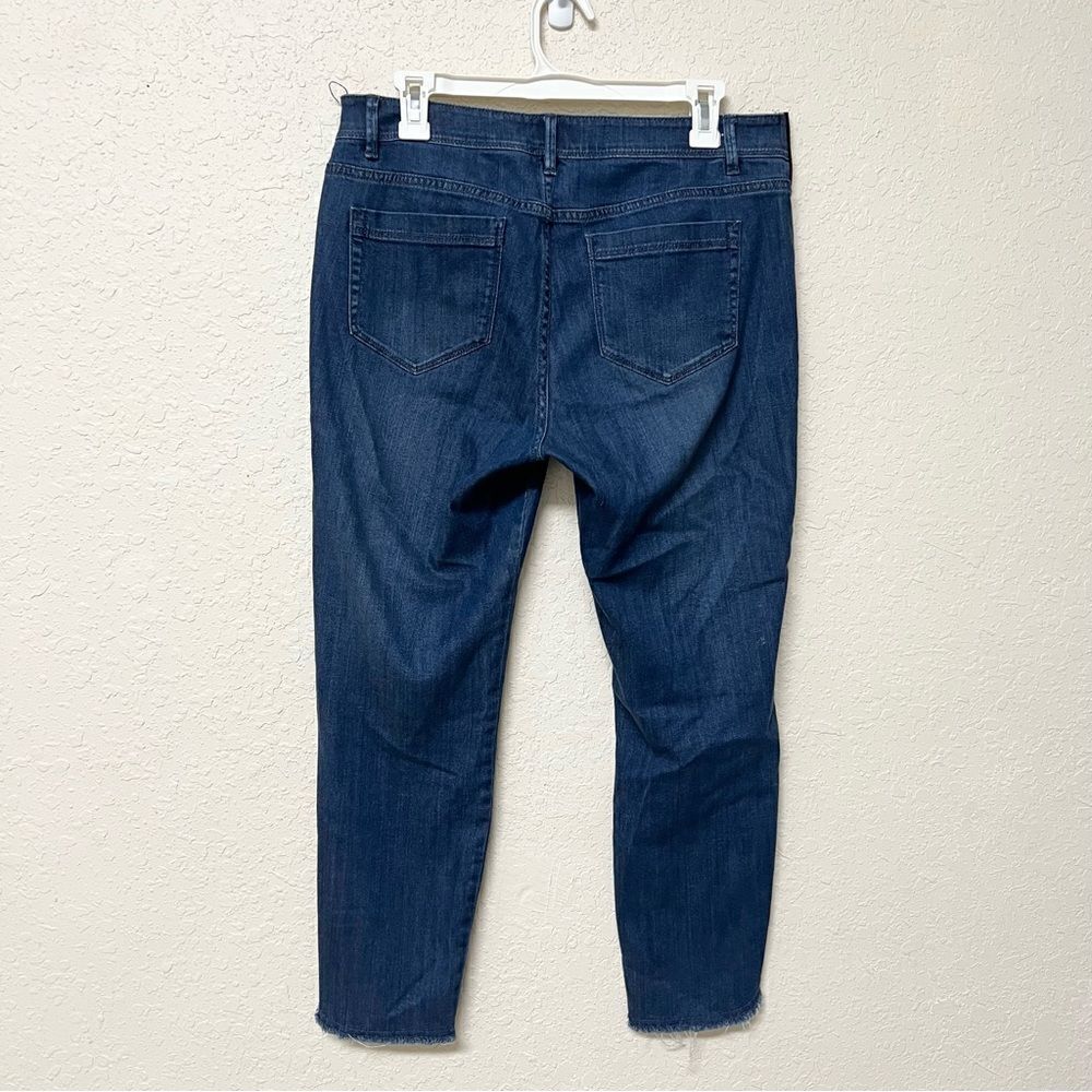 J. Jill Womens Authentic Fit Slim Ankle Stretch Blue Denim Jeans Size 8 Raw Hem